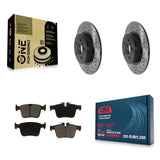 [Rear] 16-19 Land Rover Range Evoque Performance Drilled & Slotted Brake Rotor & Ceramic Pads Kit For Max Braking