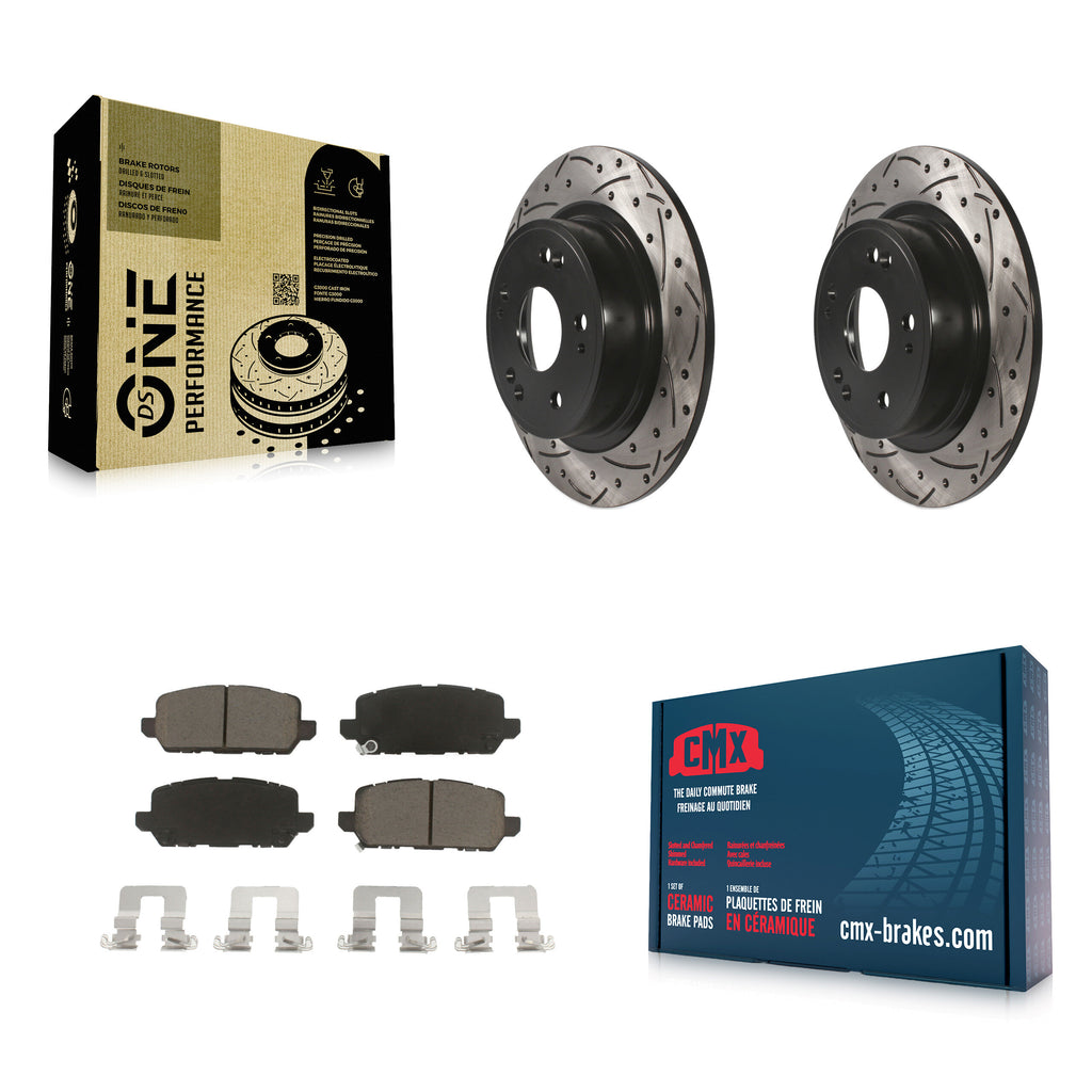 [Rear] 2016-2022 Honda HR-V Performance Drilled & Slotted Brake Rotor & Ceramic Pads Kit For Max Braking