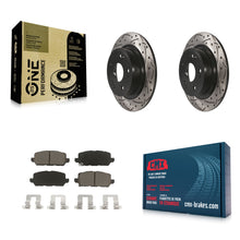 Charger l'image dans la galerie, [Rear] 2016-2022 Honda HR-V Performance Drilled &amp; Slotted Brake Rotor &amp; Ceramic Pads Kit For Max Braking