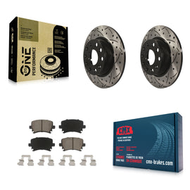 Rear Coated Drilled Slotted Disc Brake Rotors Ceramic Pad Kit For Volkswagen GTI