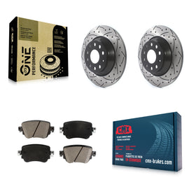 [Rear] 2016-2018 Audi Q3 Quattro Performance Drilled & Slotted Brake Rotor & Ceramic Pads Kit For Max Braking