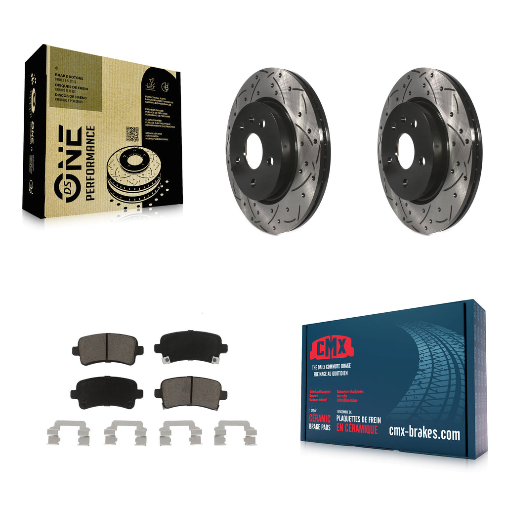 Rear Drilled Slot Brake Rotors Ceramic Pad Kit For Chevrolet Malibu Buick Impala