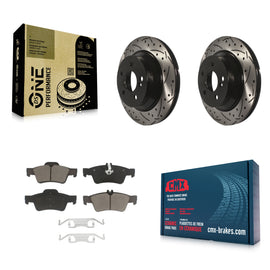 Rear Drill Slot Brake Rotor Ceramic Pad Kit For Mercedes-Benz E350 E320 E500 E63