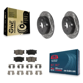 Rear Coated Drilled Slotted Disc Brake Rotors & Ceramic Pad Kit For Toyota Camry