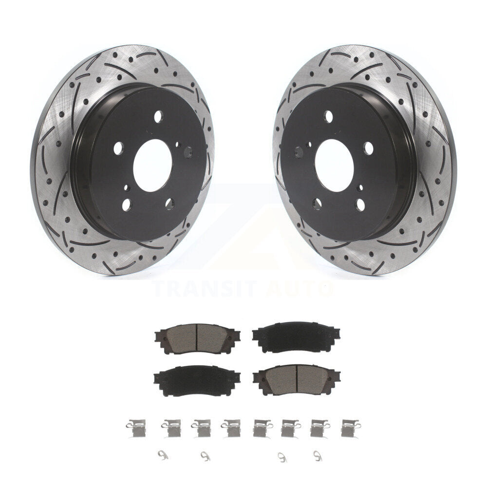 Rear Drilled Slot Brake Rotor Ceramic Pad Kit For Toyota Camry RAV4 Lexus NX200t