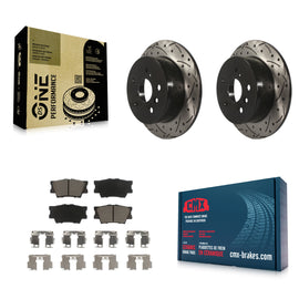 Rear Drill Slot Brake Rotors Ceramic Pad Kit For Toyota Camry Lexus ES350 Avalon