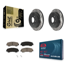 Charger l'image dans la galerie, [Rear] 2017-2023 Nissan TITAN Performance Drilled &amp; Slotted Brake Rotor &amp; Ceramic Pads Kit For Max Braking