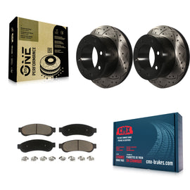 Rear Drill Slot Disc Brake Rotor Ceramic Pad Kit For Ford F-250 Super Duty F-350