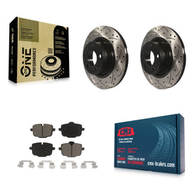 [Rear] 2012 BMW X3 From 10 11 Performance Drilled & Slotted Brake Rotor & Ceramic Pads Kit For Max Braking