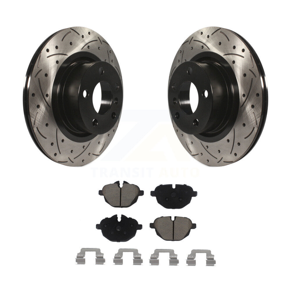 Rear Coated Drilled Slotted Disc Brake Rotors And Ceramic Pads Kit For BMW X3 X4