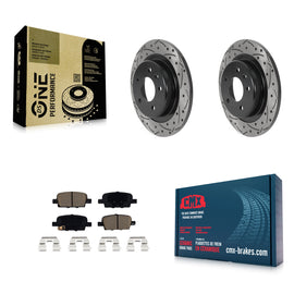 Rear Coated Drilled Slot Disc Brake Rotor & Ceramic Pad Kit For Chevrolet Malibu