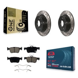 Rear Coat Drill Slot Disc Brake Rotor Ceramic Pad Kit For 2018-2022 Honda Accord