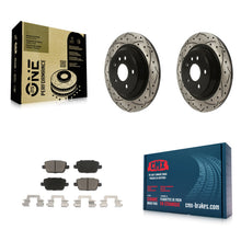Charger l'image dans la galerie, [Rear] 2008-2011 Volvo S80 FWD Performance Drilled &amp; Slotted Brake Rotor &amp; Ceramic Pads Kit For Max Braking