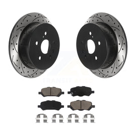 [Rear] 2009-2016 Toyota Venza Performance Drilled & Slotted Brake Rotor & Ceramic Pads Kit For Max Braking