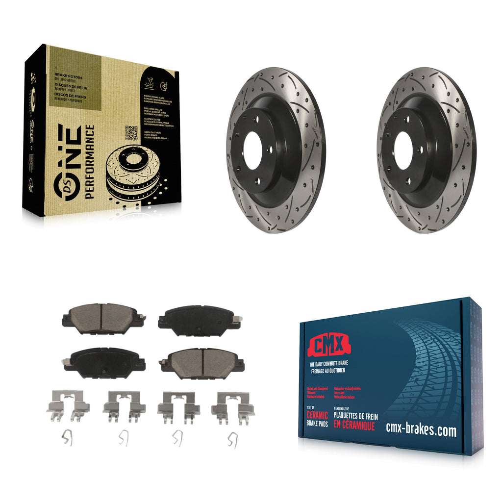 Rear Coated Drilled Slotted Disc Brake Rotors And Ceramic Pad Kit For Mazda CX-5