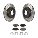 Rear Coated Drilled Slotted Disc Brake Rotors And Ceramic Pads Kit For Fiat 500