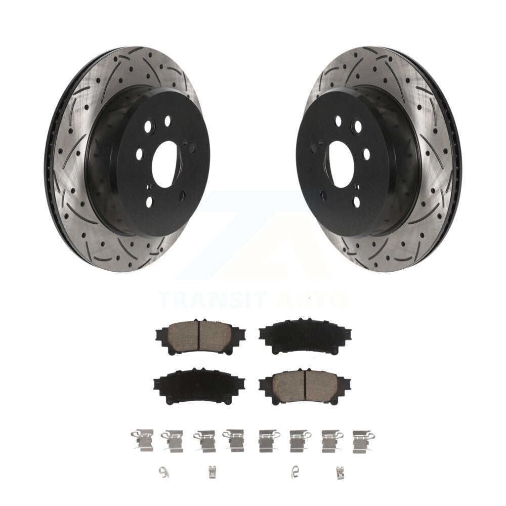 Rear Drilled Slot Brake Rotor Ceramic Pad Kit For Lexus GS350 IS300 IS200t IS350