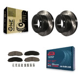 Rear Drill Slot Disc Brake Rotor Ceramic Pad Kit For Ford F-250 Super Duty F-350