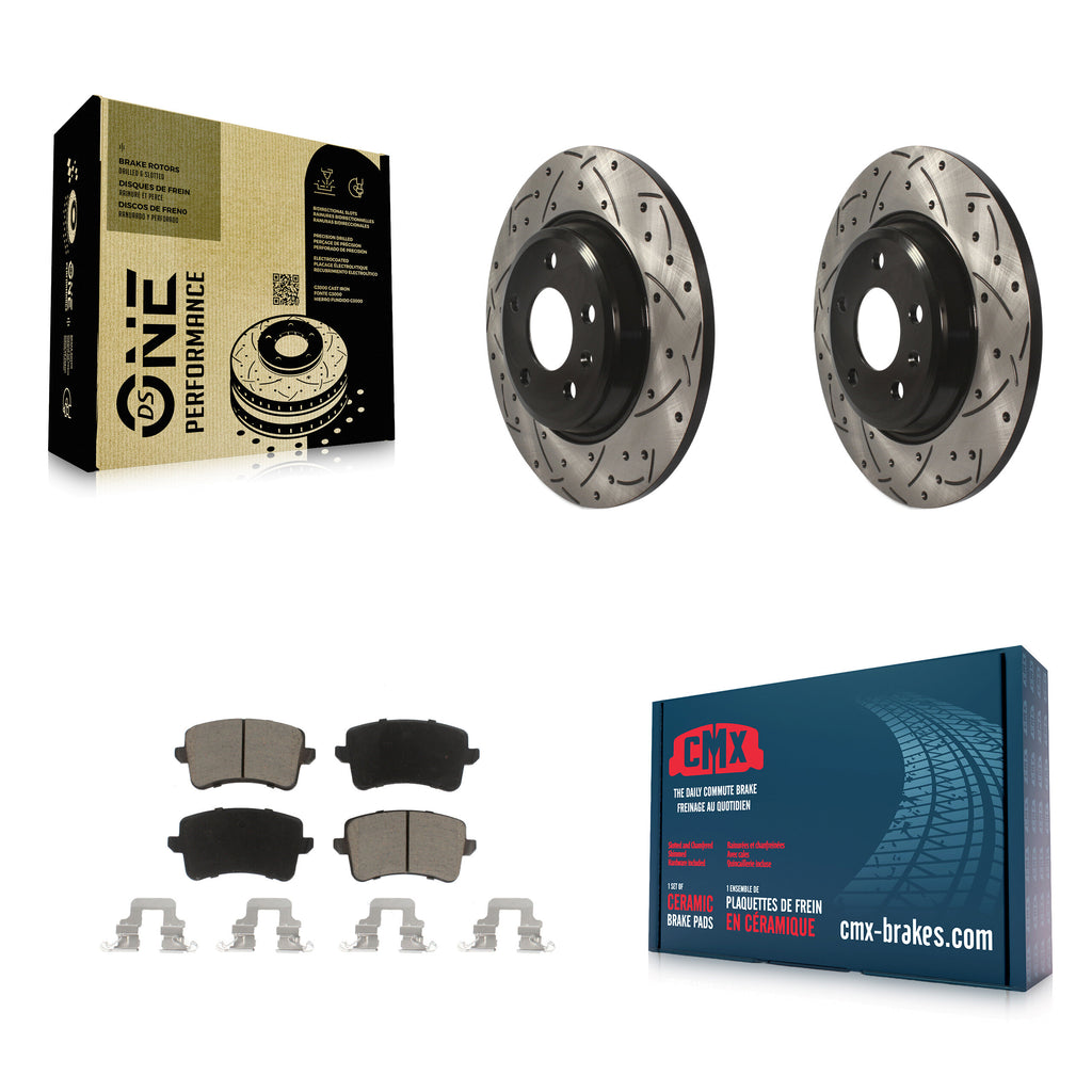 Rear Drill Slot Brake Rotor Ceramic Pad Kit For Audi Q5 A4 Quattro A5 allroad S5