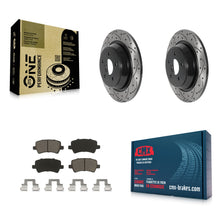 Charger l'image dans la galerie, [Rear] 12-15 Land Rover Range Evoque Performance Drilled &amp; Slotted Brake Rotor &amp; Ceramic Pads Kit For Max Braking