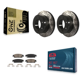 Rear Coated Drilled Slot Disc Brake Rotor Ceramic Pad Kit For Chevrolet Suburban