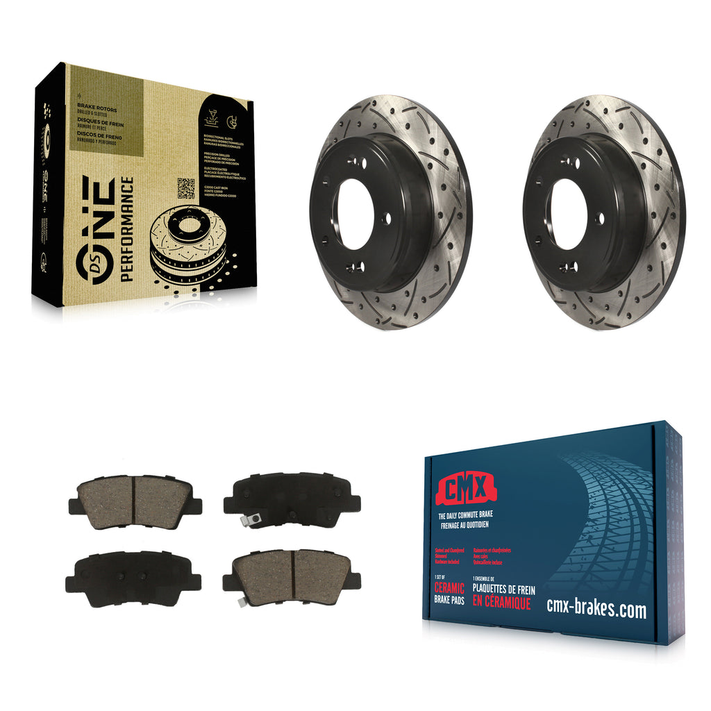 Rear Drill Slot Brake Rotors Ceramic Pad Kit For Kia Soul Forte Hyundai Veloster