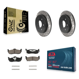 Rear Drilled Slot Brake Rotor & Ceramic Pad Kit For Nissan Titan Armada INFINITI