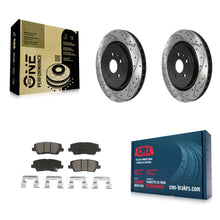 Charger l'image dans la galerie, [Rear] 2015 Cadillac CTS 6.2L Performance Drilled &amp; Slotted Brake Rotor &amp; Ceramic Pads Kit For Max Braking