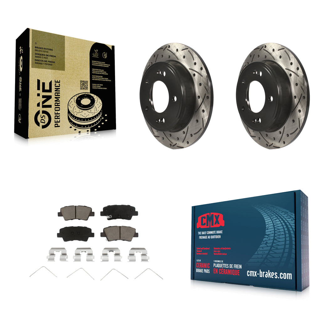 Rear Drilled Slot Brake Rotor Ceramic Pad Kit For Hyundai Elantra Kia Soul Venue
