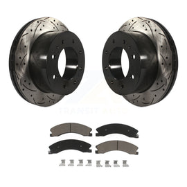 Rear Drill Slot Brake Rotors Ceramic Pad Kit For Chevrolet Silverado 2500 HD GMC