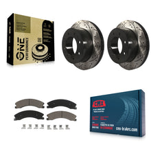 Load image into Gallery viewer, Rear Drill Slot Brake Rotors Ceramic Pad Kit For Chevrolet Silverado 2500 HD GMC