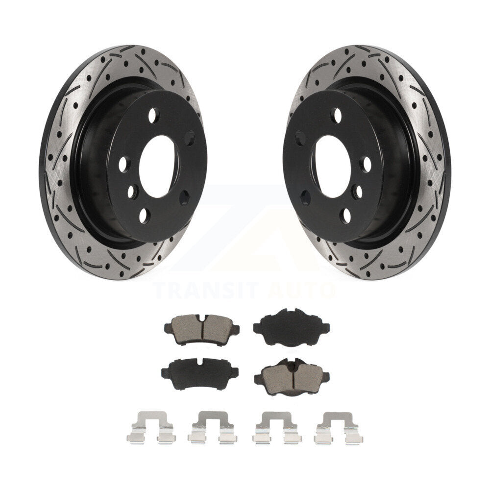 Rear Coated Drilled Slotted Disc Brake Rotor And Ceramic Pad Kit For Mini Cooper