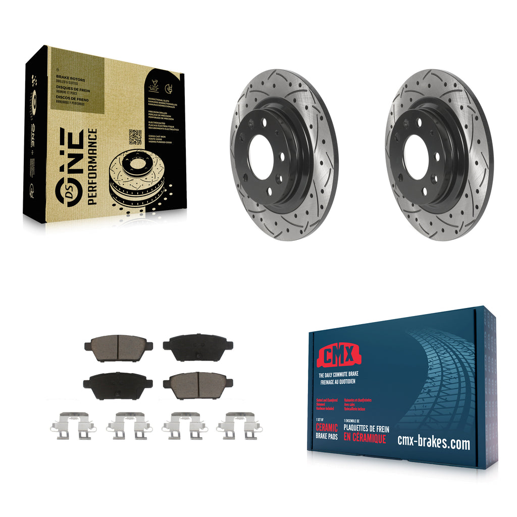 Rear Drill Slot Brake Rotors Ceramic Pad Kit For Ford Fusion Mazda 6 Lincoln MKZ
