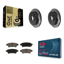 Charger l'image dans la galerie, [Rear] 2006-2007 Nissan Xterra Performance Drilled &amp; Slotted Brake Rotor &amp; Ceramic Pads Kit For Max Braking