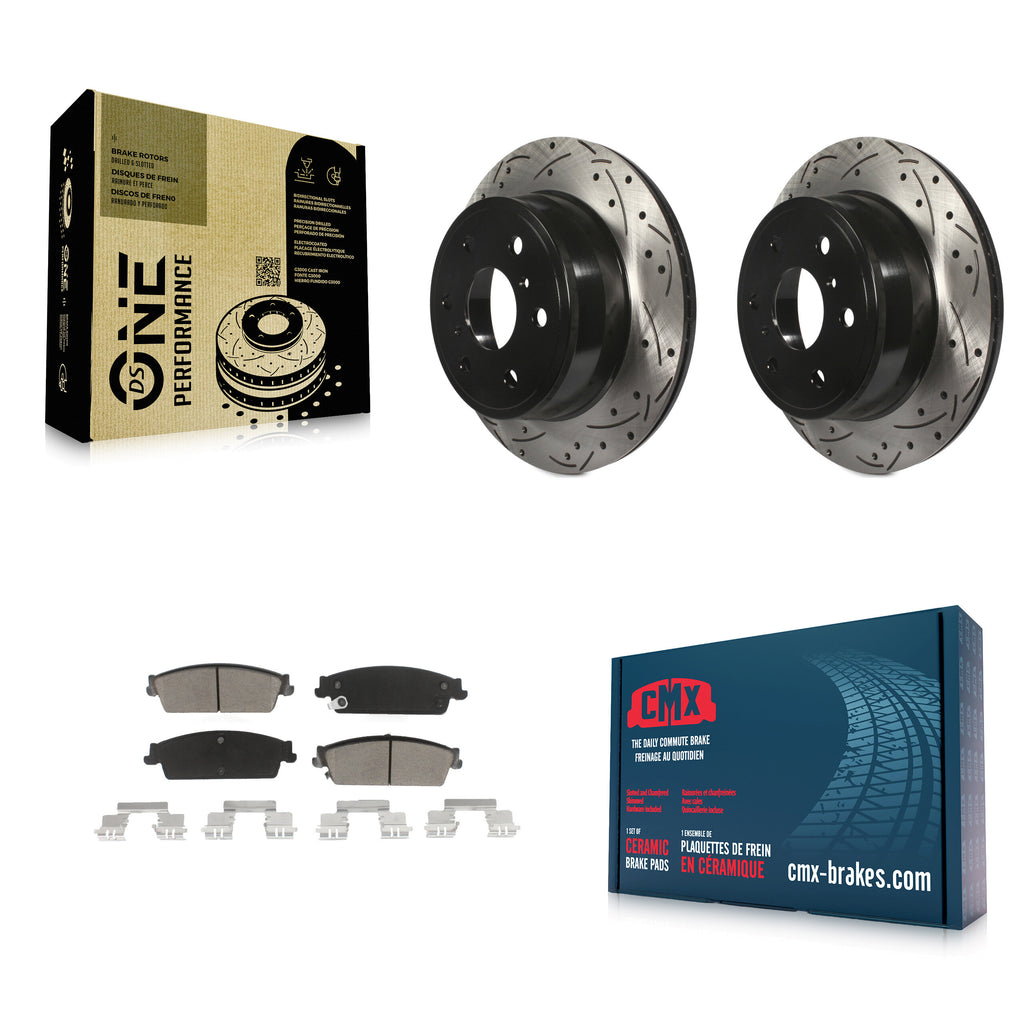 Rear Drill Slot Brake Rotors Ceramic Pad Kit For Chevrolet Silverado 1500 GMC XL