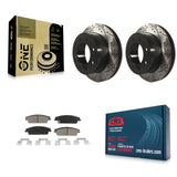 Rear Drill Slot Brake Rotors Ceramic Pad Kit For Chevrolet Silverado 1500 Hybrid