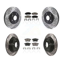 Front Rear Drilled Slot Brake Rotor & Ceramic Pad Kit For Honda Accord Acura TSX