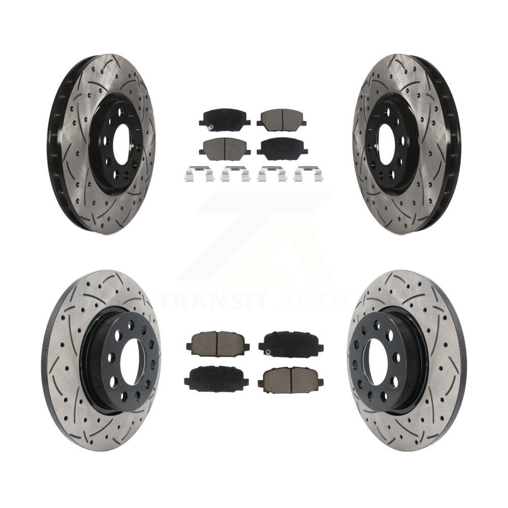 Front Rear Coated Drilled Slot Disc Brake Rotor Ceramic Pad Kit For Jeep Compass