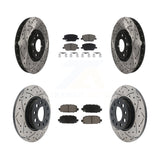 Front Rear Coated Drilled Slot Disc Brake Rotor Ceramic Pad Kit For Jeep Compass