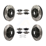 Front Rear Drilled Slot Disc Brake Rotors Ceramic Pad Kit For Mercedes-Benz C300