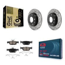 Load image into Gallery viewer, Rear Coated Drilled Slotted Disc Brake Rotor &amp; Ceramic Pad Kit For Mazda 3 CX-30