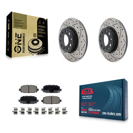 Rear Coated Drilled Slotted Disc Brake Rotors & Ceramic Pad Kit For Jeep Compass