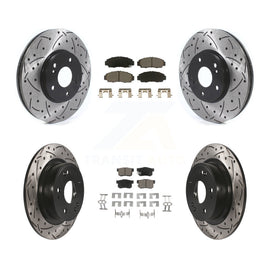 Front Rear Coated Drilled Slot Disc Brake Rotor Ceramic Pad Kit For Honda Accord