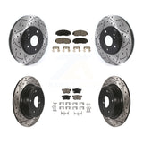 Front Rear Coated Drilled Slot Disc Brake Rotor Ceramic Pad Kit For Honda Accord