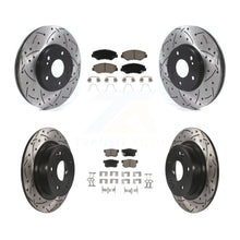 Charger l'image dans la galerie, Front Rear Coated Drilled Slot Disc Brake Rotor Ceramic Pad Kit For Honda Accord