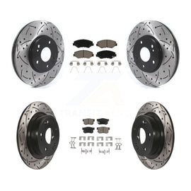 Front Rear Coated Drilled Slot Disc Brake Rotor Ceramic Pad Kit For Honda Accord
