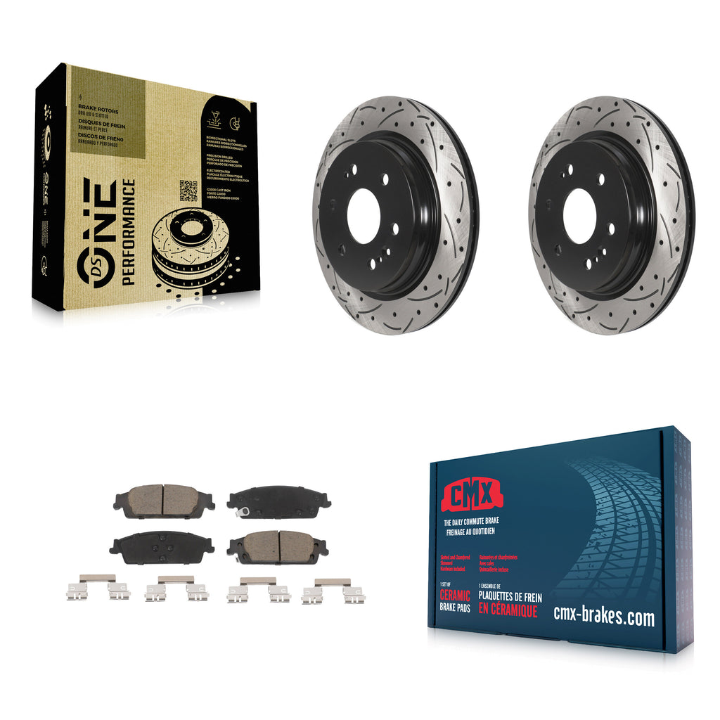 Rear Drill Slot Brake Rotors Ceramic Pad Kit For Chevrolet Silverado 1500 LD GMC