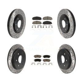Front Rear Coated Drill Slot Disc Brake Rotors Ceramic Pad Kit For Nissan Armada