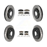 Front Rear Coated Drill Slot Disc Brake Rotors Ceramic Pad Kit For Nissan Armada