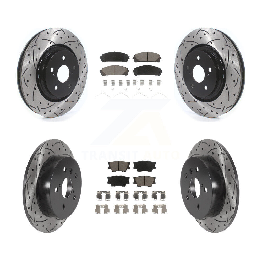 [Front+Rear] 2022 Toyota Camry TRD Performance Drilled & Slotted Brake Rotor & Ceramic Pads Kit For Max Braking